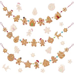 Blulu 9 ft Gingerbread Christmas Decoration Christmas Garlands Banners Gingerbread Decorations Candy Garland Hanging Ornaments for Xmas Tree Kitchen Wall Decor
