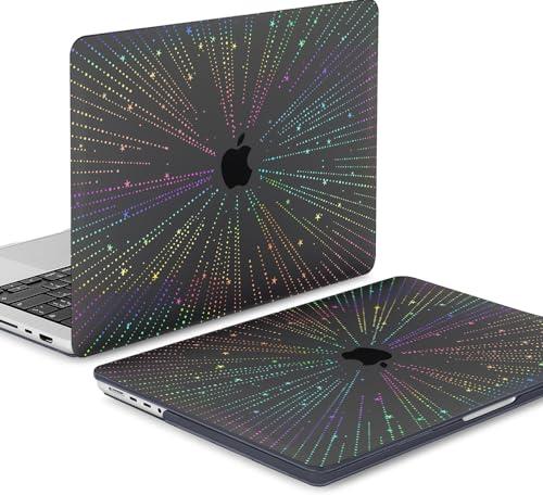 KEROM Clear Black Case for MacBook Air 13 inch 2021-2018 M1 A2337 A2179 A1932, Plastic Hard Shell Case & Keyboard Cover for MacBook Air 13.3 inch, Line