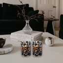 LumaBase Battery Operated LED Glass Candles with Flickering Flame, Black Baroque Swirl - Set of 2