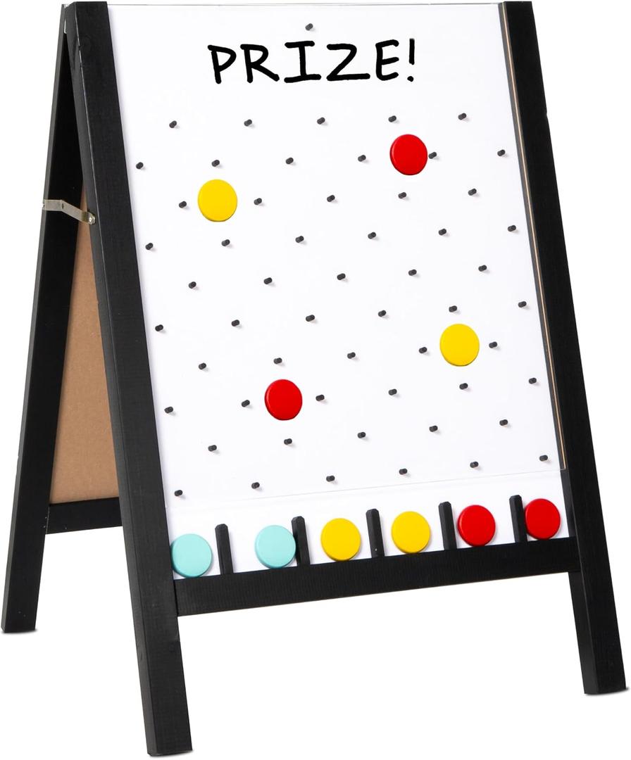 Ilyapa Board - Large Portable Prize Drop Game for Events and Trade Show - 21 x 30 Inch Double Sided - Wooden A-Frame Whiteboard Sign, Eraser