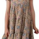 GORLYA Girls Lace Scalloped Frilly Trim A-Line Elegant Flower Girl Tank Midi Dress 6Y