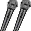 Facmogu 2PCS Fake Microphone for Kids, Plastic Pretend Play Toy for Karaoke Costume, Kids Mic Props for Halloween Christmas Cosplay Music Birthday Party Favors (Black)