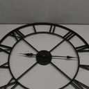 LEIKE Large Wall Clock, 24" Completely Silent, Non Ticking, Battery-Operated,Rustic Round Modern Metal Wall Clock Decor for Living Room, Bedroom and Kitchen, (60cm, Black-Roman Number)