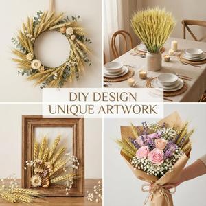 Sukh Dried Flowers for Vase  50 Stems Natural Cyan Wheat Straw Grass 13.3 Inches Grain Ear Dried Wheat Stalks for Decor,Ear Shape Desk Decor,Fall Arrangement DIY