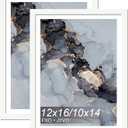Fxojyvo White 12 x 16 Frame Set of 2, Display Picture 10x14 with Mat or 12x16 Without Mat, Wall Hanging Large Picture Frame for Diamond Art Painting 30x40 cm - 2 Packs