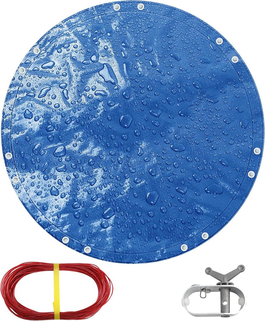 TARPAL 12ft Round tarp Waterproof 8mil Poly Tarps Pool Cover Multifunctional Tarpaulin Pool Covers for Above Ground Pools Dust and UV Resistance .Blue/Black