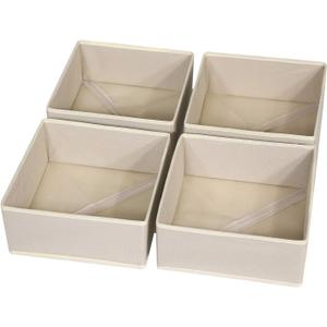 DIOMMELL 4 Pack Foldable Cloth Storage Box Closet Dresser Drawer Organizer Fabric Baskets Bins Containers Divider for Clothes Underwear Bras Socks Clothing,Beige 400