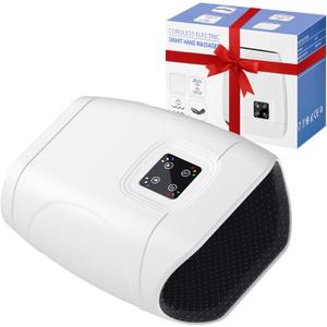 JQX Cordless Heated Hand Massager for Arthritis & Carpal Tunnel Relief  3Level Compression Therapy with Air Pressure & Vibration, Rechargeable Gifts for Women/Men (White)