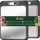 GUANCI Cutting Board for Kitchen, Stainless Steel Cutting Board Double Sided for Chopping Meat/Vegetables, Stainless Steel/Wheat Straw PP, Kitchen Gifts Easy to Clean Large 1611