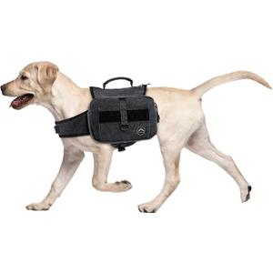 Himal Outdoors Dog Backpack & Saddle Bag, Tactical Hiking Backpack for Large Dogs with Side Pockets & Adjustable Strap (Black)
