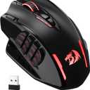 Redragon M913 Impact Elite Wireless Gaming Mouse, 16000 DPI Wired/Wireless RGB Mouse with 16 Programmable Buttons, 45 Hr Battery and Pro Optical Sensor, 12 Side Buttons MMO Mouse (Black)
