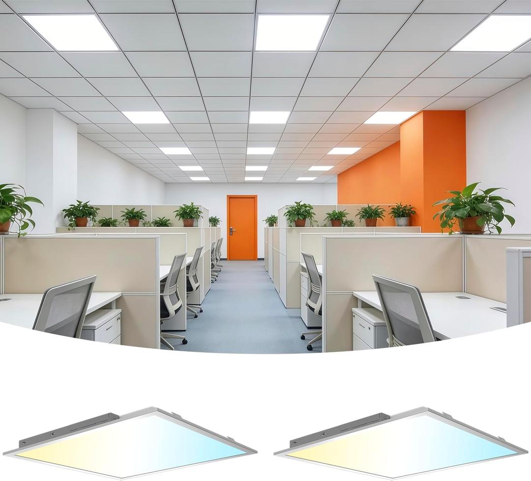 2x2 LED Flat Panel Light 2 Pack, Drop Ceiling Light for Office, Dimmable LED Ceiling Light, Selectable 20W/25W/30W/35W/40W, 3000K/3500K/4000K/5000K/6300K, ETL Listed