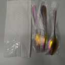 Rainbow Dinner Spoons, Kyraton 6 Pieces 7.5" Stainless Steel Table Spoon With Titanium Colorful Plating, Rainbow Soup Spoons, Dessert Spoons Sliverware Dishwasher Safe Set of 6