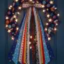 YKW Wreath Sash Ribbon Set, 9 Assorted Western Patterns with Cow Print, Cloud & Bandana Design, 27.5" Pre-Made Clip-On Bow for Front Door Wreaths, Party Decor & DIY Craft Supplies - Indoor Outdoor