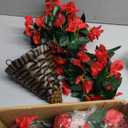 HyeFlora Artificial Fake Red Hanging Flowers Plants Baskets for Outdoor Winter Christmas, Faux Silk UV Resistant Look Real Morning Glory Vines for Outside Porch Patio Balcony Garden Yard Home Decor