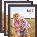 16x20 Frames Walnut Brown Set of 3, 1-3/8" Wide MDF Frame with Plexiglass, Rustic 16 x 20 Picture Frame for Home Decor, Gallery, Artwork, Horizontal or Vertical Wall Mount