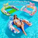 Pool Floats Adult, 3Pack Inflatable Pool Floats Chair, U-Shaped Pool Float Lounger with Comfortable Headrest Cup Holders Handles, Portable Pool Floaties for Adults Kids Beach Pool Lake, 47"L x 34"W