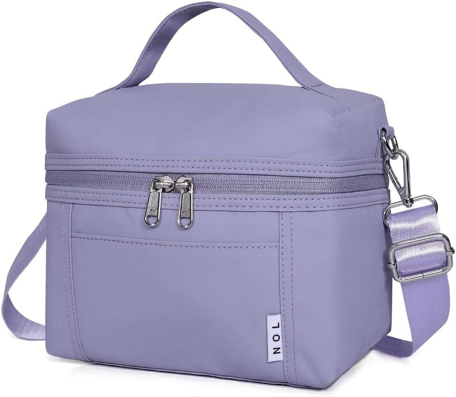 NOL Natural Organic Lifestyle Insulated Lunch Bags for Women Cooler Bag Lightweight Nylon Waterproof Lunch Box For Work (Small, Light purple) (Small (4 Liters))