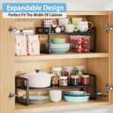 2 Pack Expandable Kitchen Cabinet Shelves Organizer,Heavy Duty Metal Shelving Units and Storage,Stackable Adjustable Kitchen Storage Organization Shelves Rack for Counter Cupboard Pantry,Length:20.5"