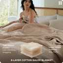 Bedsure 100% Cotton Muslin Blanket 8-Layer Twin XL, Breathable & Substantial Oeko TEX Gauze Bed Throw, PureWoven All-Season Moisture-Wicking Bedding, Softens After Wash, Taupe, 66"x90"