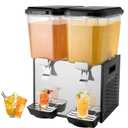 VEVOR Commercial Beverage Dispenser, 2 Tanks 18 L / 19 QT Per Tank Juice Dispenser, 370W Stainless Steel Ice Tea Drink Machine with 45F-54F Cooling Temperature, for Cold Drink Restaurant Bar Party