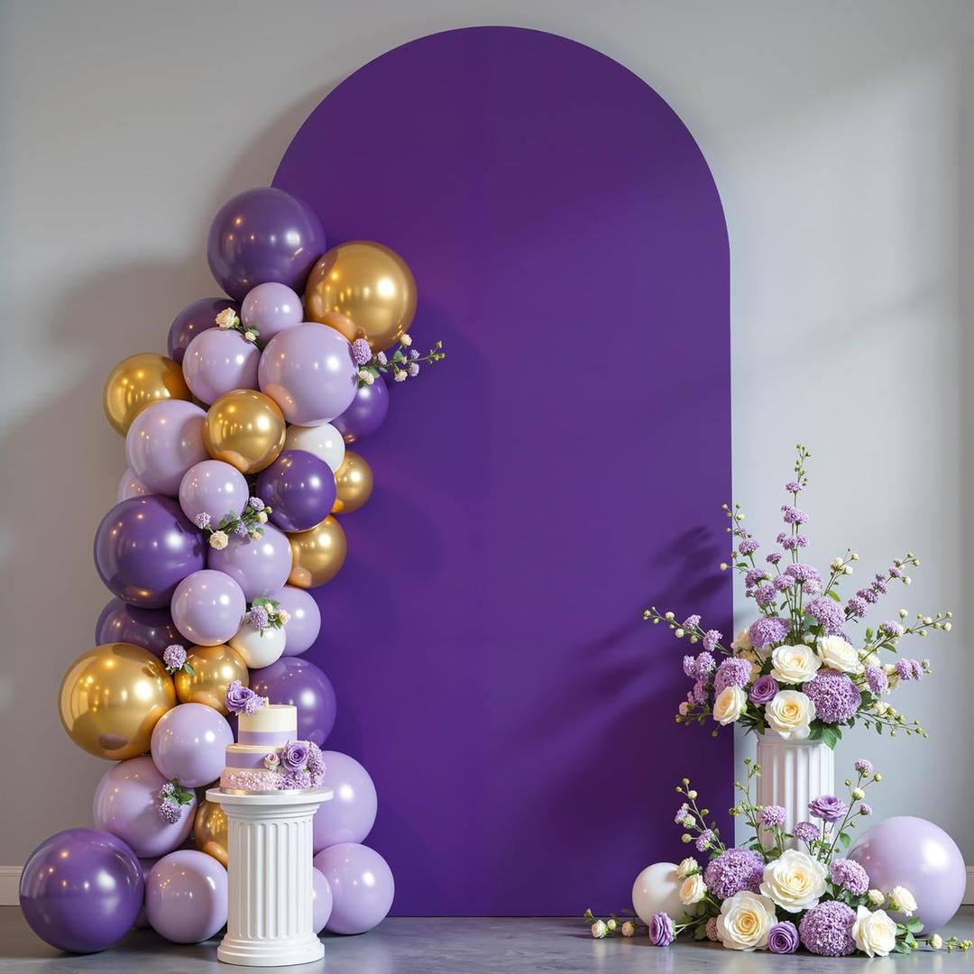 7.2 ft Arch Backdrop Cover Purple - Double-Sided Spandex Arch Covers Stretchy Backdrop for Balloon Arches Birthday Party Baby Shower Banquet Wedding Photo Background