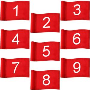Riakrum 9 Pcs mini golf flags for yard 8.9 x 5.7 Inch 1-9 Nylon golf Pin Flags for putting green with Tube Inserted Numbered Yard Indoor Outdoor hole Backyard Garden Practice