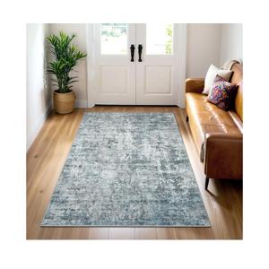 3x5 Rug, Small Area for Kitchen, Entryway, Machine Washable Non-Slip Throw Rug, Vintage Carpet for Nursery Coffee Table Blue