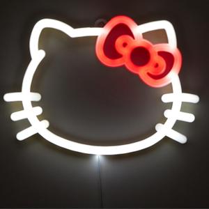 Hello Kitty LED Neon Wall Light,Figural Light-Up Wall Hanging Dcor,Battery Operated,10" W x 7" H,Cute Night Light for Kids Bedrooms