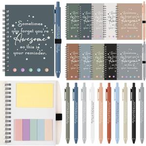 Chuangdi 20 Sets Employee Appreciation Gifts Inspirational Notebook Journal with Sticky Notepad Bamboo Pen Bulk Thank You Gifts for Teacher Staff Team Coworker Nurse(Boho)