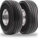 RRQ 10 Inch Solid Polyurethane Tire 4.10/3.50-4 Tire, 10" Flat Free Wheels with 5/8" Bearings, 2.2" Offset Hub for Garden Cart, Hand Truck, Lawn Cart, Mower (2 Pack)