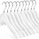 Nature Smile Kids Baby Children Toddler Wooden Shirt Coat Hangers with Notches and Anti-Rust Chrome Hook Pack of 10 (White)