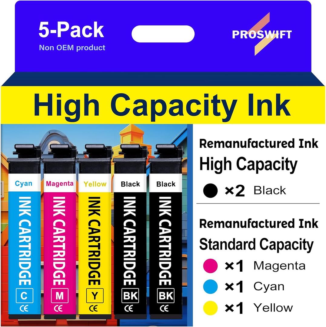 232XL Ink Cartridges Combo Pack Remanufactured Replacement for Epson 232 Ink Cartridge 232XL 232 XL Works with WF-2930, WF-2950, XP-4200, XP-4205 Printer (2 Black, Cyan, Yellow, Magenta)