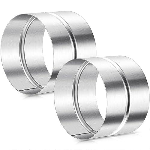Hicarer 2 Pcs 4 Inch Galvanized Steel Duct Connector, Dryer Vent Connector, Round Coupler Extension for Ventilation, Metal Vent Coupler Metal Hose Coupling Pipe Duct Extension, Silver