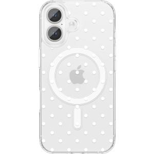 ZTOFERA Magnetic for iPhone 16 Plus Case,Cute Polka Dot Phone Case Aesthetic Striped Clear Trendy Slim Soft Shockproof Protective Phone Cover for Women Girls, White Dot