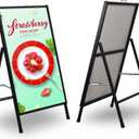 A Frame Sign Heavy-Duty 24x36 Inch Sandwich Board Sidewalk Sign Poster Stand Outdoor Portable Folding Suitable for Store Advertising Poster Display, BlackFrame Only