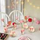 6 Pcs Pink Bow Vase Tiny Ceramic Bud Vase for Girl Coquette Home Decor Small Flower Vases Centerpieces Shelf Table for Living Room Wedding Baby Shower Decor