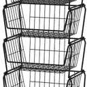 PUSDON Stackable Metal Storage Carts, Dual Use Shelf for Kitchen Fruit Vegetable Baskets with Wheels, Storage Rack for Living Room, Home & Office, Standard Black 4 Tiers
