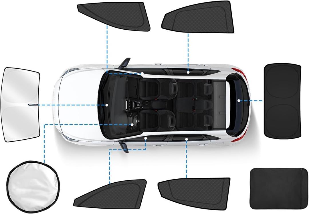FIILINES 8PCS Car Window Shades for Toyota Camry 2025 2026 Accessorie Double Layer Car Side Full Windows Rear Triangular Windshield Sun Shade 100% UV Rays & Privacy Protection