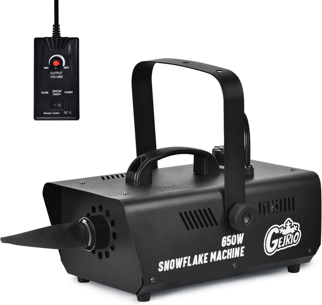 GEJRIO Snow Machine, 650W Snow Maker with Wired Remote Control, Snow Making Machine for Outdoors and Indoors, Perfect for Stage, Christmas, Holidays, Parties