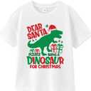 Christmas Shirts for Toddler Boys Girls Kids 2-8 Years, Santa Reindeer Snowman Dinos Truck Short Sleeve Tee