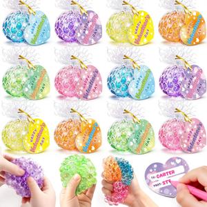 Valentines Day Gifts for Kids Class, 24 Pack Fidget Stress Balls with Valentines Day Card Squeeze Ball Squishy Fidget Stress Toys for Boys Girls School Exchange Gift Party Favors Classroom Prizes