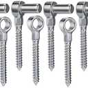 Zonon One Piece 304 Stainless Steel Gate Hinges Set, Eye Hinge and Pin Hinge, Screw Hinges to Mount for Wooden Gates Fences with Hole Dia 5/8'', Silver (12 Pairs)