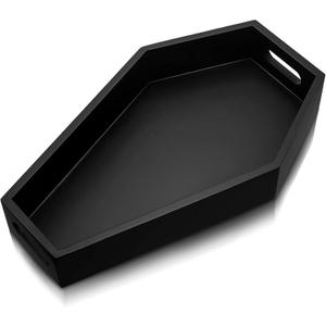 Chunful Wood Coffin Tray Halloween Black Charcuterie Board Coffin Serving Trays Wooden Coffin Spooky Gothic Home Table Decor(13.3 Inch)