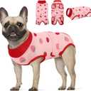 KOESON Recovery Suit for Dogs, Female Male Pet Surgery Onesie Post Spay Neuter, Professional Dog Abdominal Recovery Shirt with Pee Hole, Soft Surgical Bodysuit Anti-Licking, Strawberry Size M