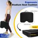 2 Pcs Stadium Seat Cushions Water-Repellent Bleacher Seat Cushions Indoor & Outdoor Seat Cushion for Bleachers Portable Stadium Cushion for Sports Events, Office Chairs, Beaches (Stylish Style - Black)