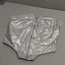 GORGLITTER Women's Metallic Strapless Bandeau Tube Tops Sleeveless Backless Asymmetrical Country Concert Corset Tops (Medium)