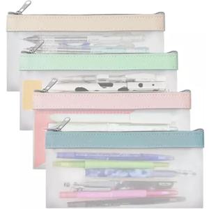 Clear Pencil Pouch, 4 Pack, Clear Pencil Case, Pencil Bags, Plastic Pencil Pouchs, Makeup Pouch, Pencil Cases, Make Up Bags