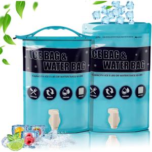 Cooler Ice Bag Reusable Container 2 Pack/ 5lb Per Each, Long Lasting Ice Packs for Coolers to Provide Drinkable Chilled Water for Indoor