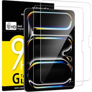 2 x NEW'C 2 Pack Designed for iPad Pro 11 inch M4 (2024), Modle A2836 A2837 A3006 Screen Protector Tempered Glass, Bubble Free, Ultra Resistant (Transparent)